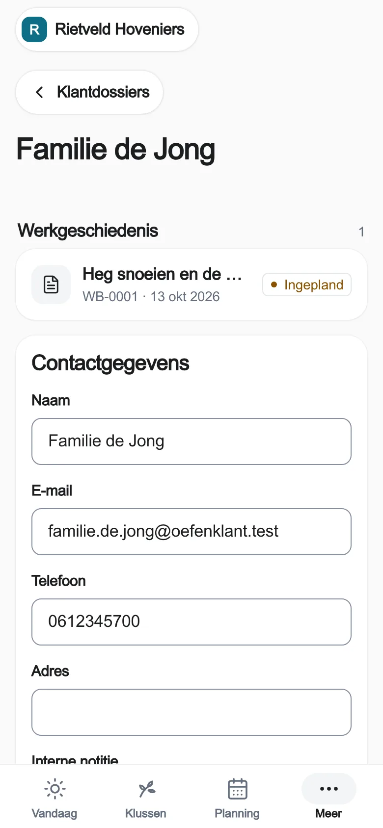 Die echte App, mit Übungsdaten: Die Kundenakte