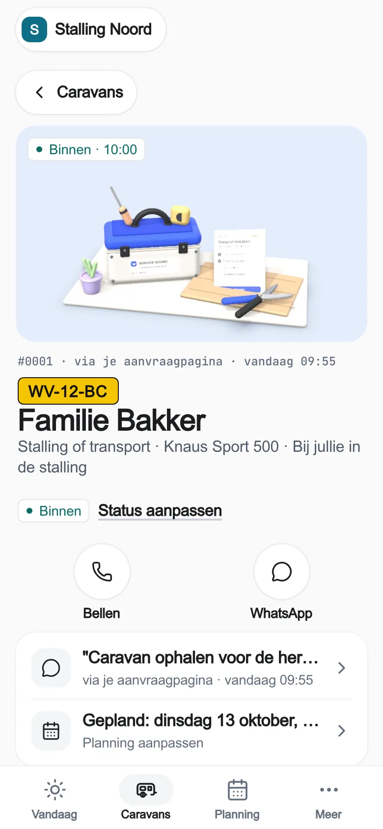 Real app: a storage job on the phone.