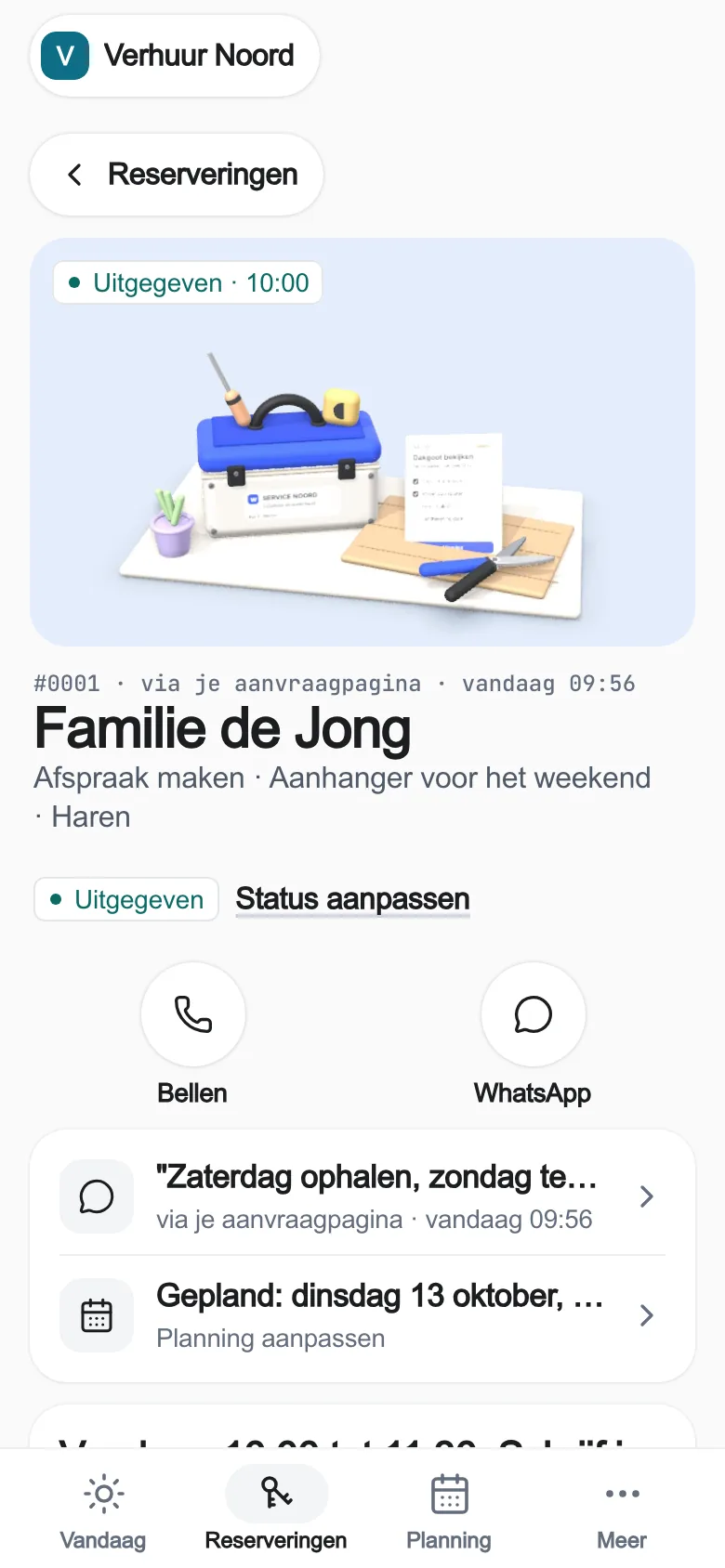 Die echte App mit Übungsdaten: Ein Auftrag · Vermietung