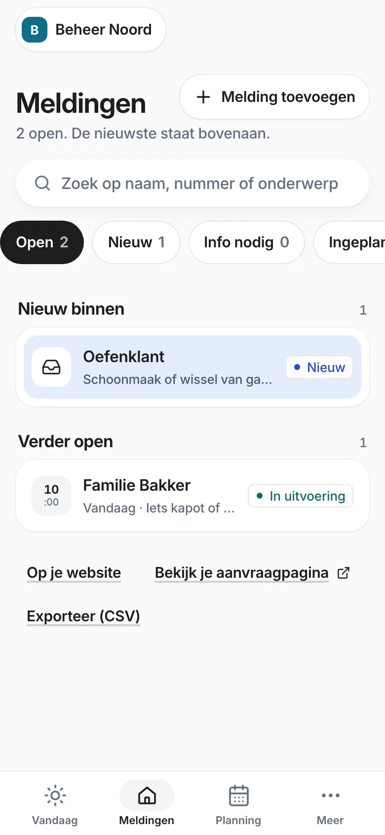The real app with practice data: Work · Property