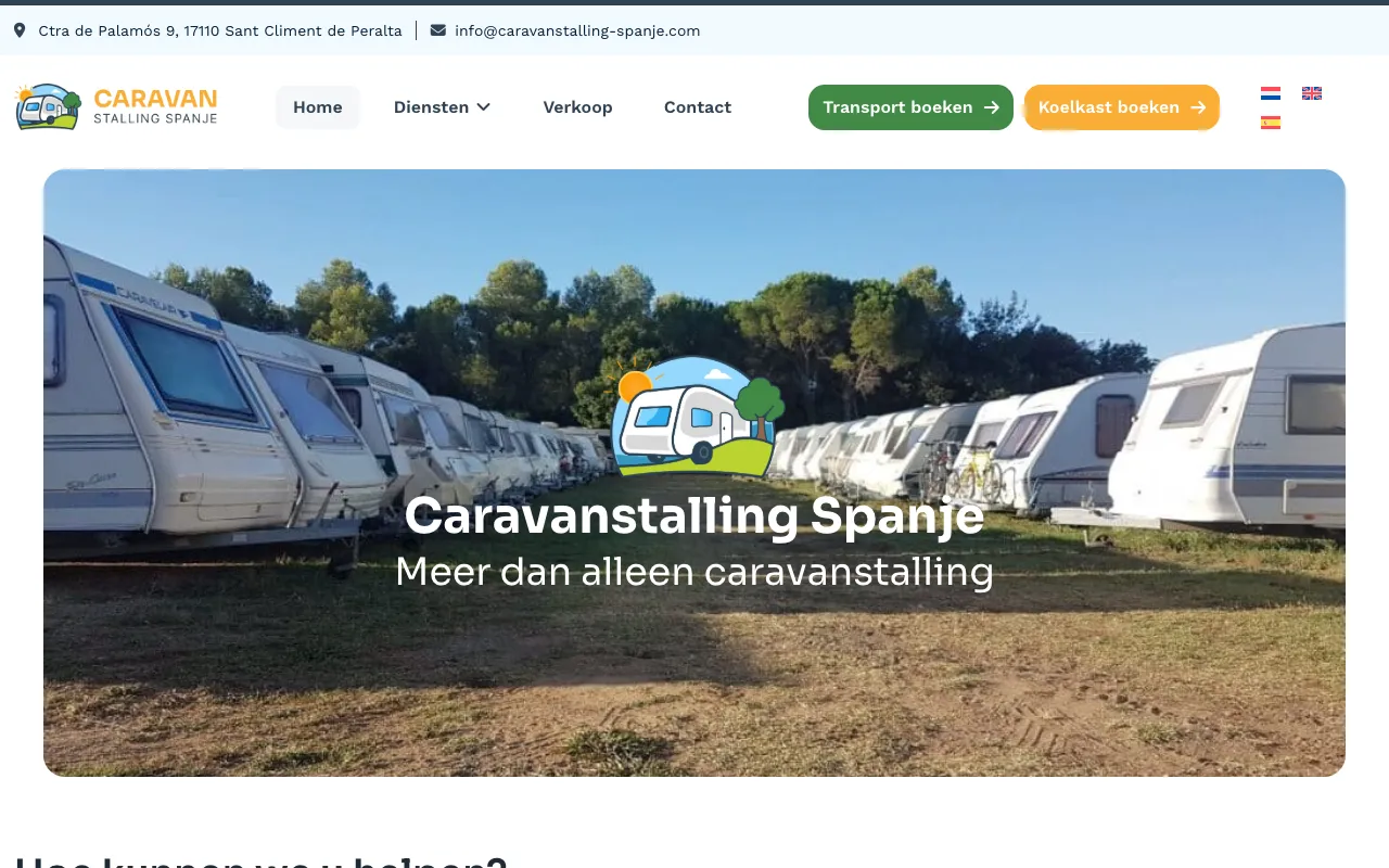 Homepage van Caravanstalling Spanje
