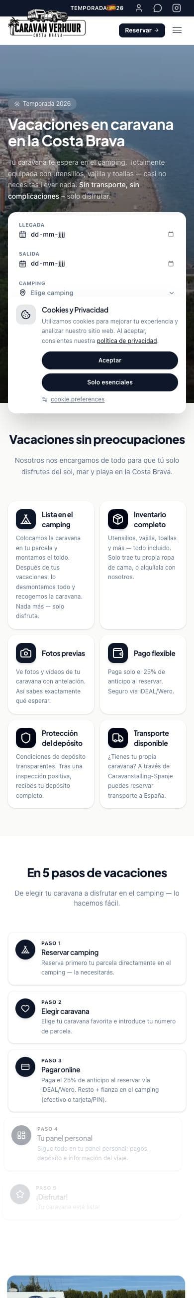 Caravanverhuur Spanje auf einem Handy