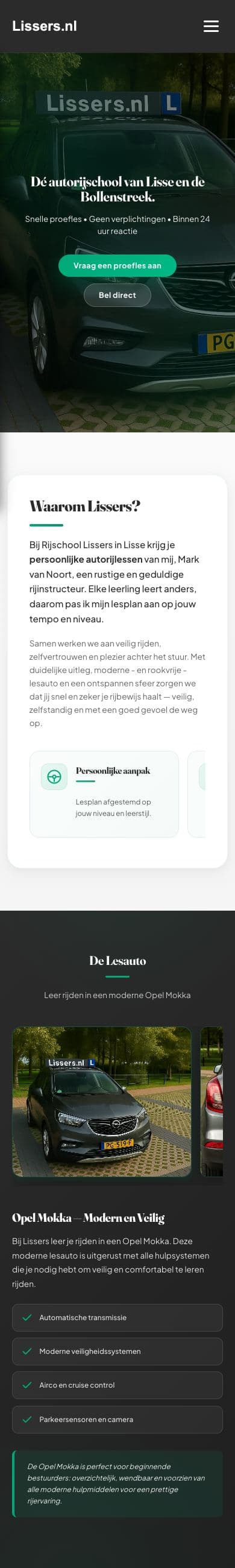 Rijschool Lissers auf einem Handy