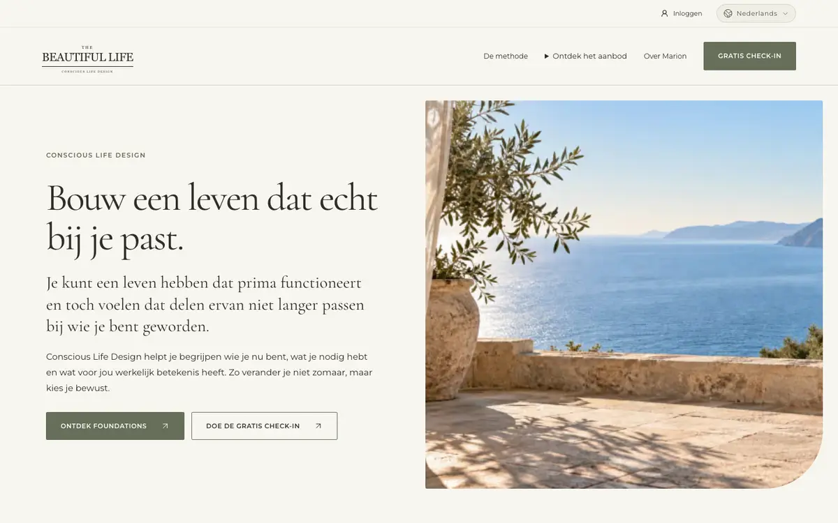 The The Beautiful Life website, built by Laurens.